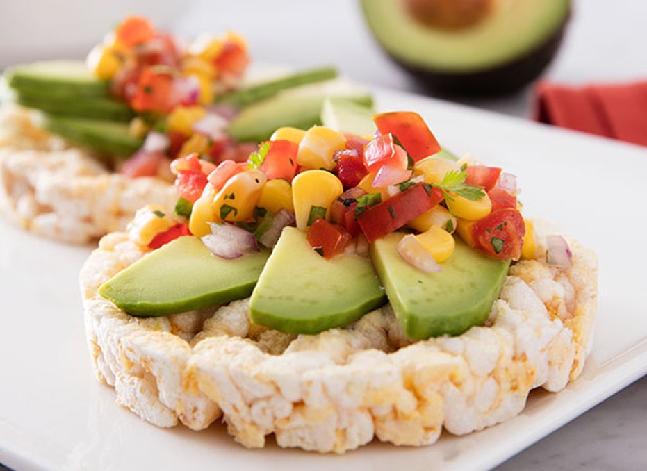 rice cakes and avocado snacks