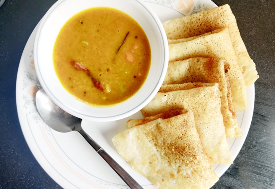 Vegan Dosa and Sambhar